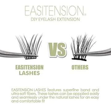 DIY Eyelash Extension, Glue Bonded Band Individual Lash 12 Clusters Natural Lashes Set, Home Eyelash Extension, C curl Lashes Pack (12MM-Natural)