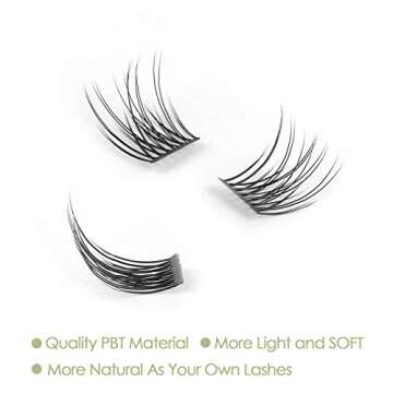 DIY Eyelash Extension, Glue Bonded Band Individual Lash 12 Clusters Natural Lashes Set, Home Eyelash Extension, C curl Lashes Pack (12MM-Natural)
