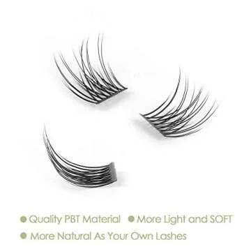 DIY Eyelash Extension, Glue Bonded Band Individual Lash 12 Clusters Natural Lashes Set, Home Eyelash Extension, C curl Lashes Pack (12MM-Natural)
