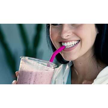 Reusable Silicone Drinking Straws - Big Size with Curved Bend for Tumblers Made from BPA Free No-Rubber Silicon - Flexible, Collapsible, Chewy, Bendy, Safe for Kids/Toddlers