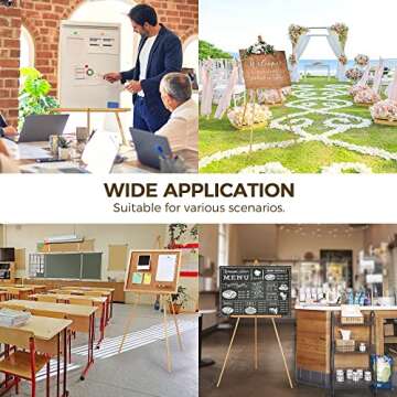 VISWIN Upgraded 63" Gold Wooden Easel Stand for Sign, Tripod Easel for Wedding Sign Stand, Welcome Board, Poster, Picture, Canvas Art Easel Floor with Tray for Display & Painting