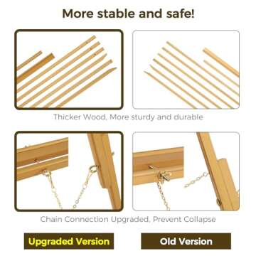 VISWIN Upgraded 63" Gold Wooden Easel Stand for Sign, Tripod Easel for Wedding Sign Stand, Welcome Board, Poster, Picture, Canvas Art Easel Floor with Tray for Display & Painting