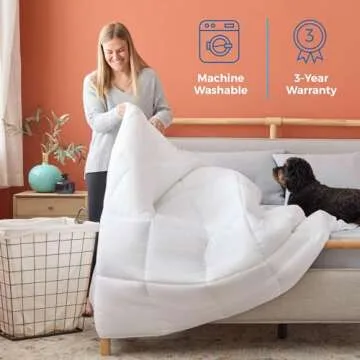 LINENSPA White Down Alternative Comforter and Duvet Insert - All-Season Comforter - Box Stitched Comforter - Bedding for Kids, Teens, and Adults - Oversized Queen