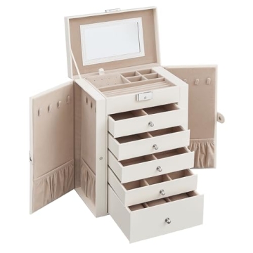 SONGMICS 6 Tier Jewelry Box with Mirror & 5 Drawers