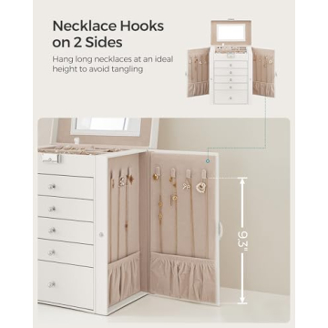 SONGMICS 6 Tier Jewelry Box with Mirror & 5 Drawers