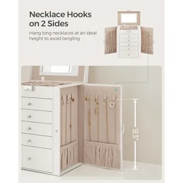 SONGMICS 6 Tier Jewelry Box with Mirror & 5 Drawers