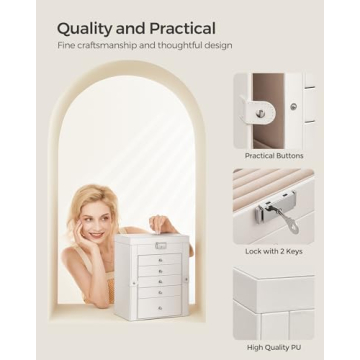 SONGMICS 6 Tier Jewelry Box with Mirror & 5 Drawers