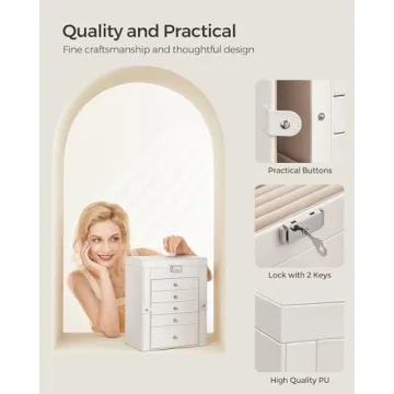 SONGMICS 6 Tier Jewelry Box with Mirror & 5 Drawers