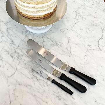 Ateco Ultra Offset Spatula 3 Piece Set; 1305 - 4.25 Inch, 1307 - 7.75 Inch, and 1309 - 9.75 Inch, Stainless Steel Blades