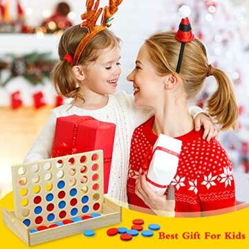 Arfun 4 in a Row Wooden Connect Board Game, Foldable Line up 4 Game, Classic Strategy Family Fun Toy...