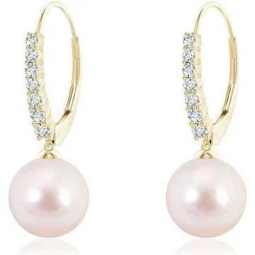 Gorgeous Akoya Pearl Drop Earrings in Gold