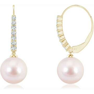 Gorgeous Akoya Pearl Drop Earrings in Gold