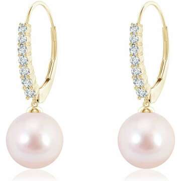 Gorgeous Akoya Pearl Drop Earrings in Gold