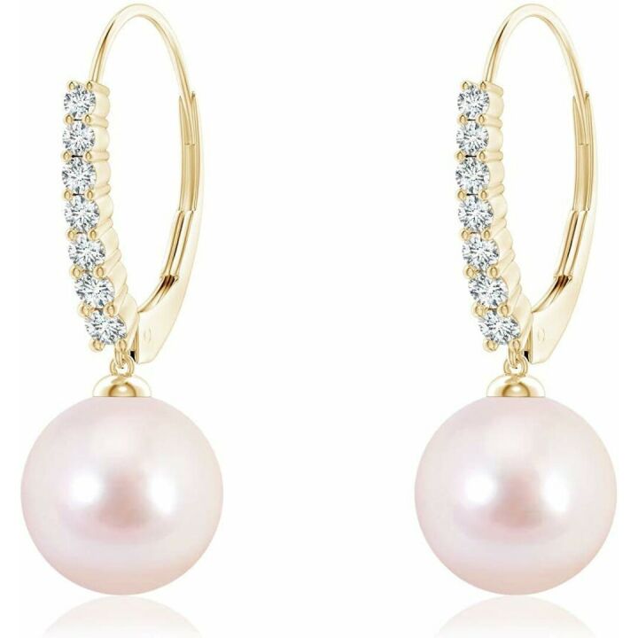 Gorgeous Akoya Pearl Drop Earrings in Gold