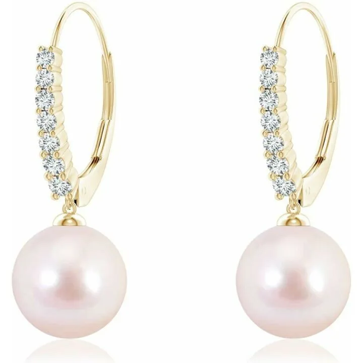 Gorgeous Akoya Pearl Drop Earrings in Gold