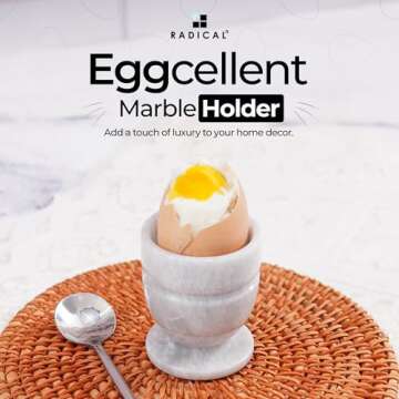 Radicaln Marble Egg Cups 2.5'' Inches White Handmade Egg Whites Cup Holder for Hard Boiled Eggs Idea...