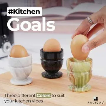 Radicaln Marble Egg Cups 2.5'' Inches White Handmade Egg Whites Cup Holder for Hard Boiled Eggs Ideal Egg Cup Holder & Soft Boiled Egg Holder Set