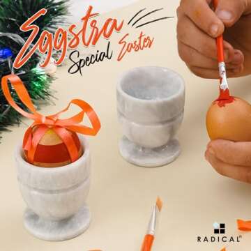 Radicaln Marble Egg Cups 2.5'' Inches White Handmade Egg Whites Cup Holder for Hard Boiled Eggs Ideal Egg Cup Holder & Soft Boiled Egg Holder Set