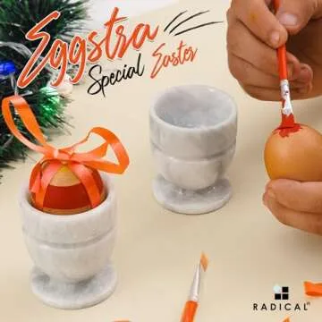 Radicaln Marble Egg Cups 2.5'' Inches White Handmade Egg Whites Cup Holder for Hard Boiled Eggs Ideal Egg Cup Holder & Soft Boiled Egg Holder Set