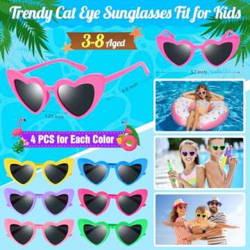 GINMIC Heart Sunglasses for Kids, 24PACK Trendy Heart Shaped Sunglasses Bulk, Kids Sunglasses Party Favors for Boys Girls, Kids Heart Glasses, Black Lens