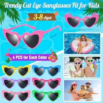 GINMIC Heart Sunglasses for Kids, 24PACK Trendy Heart Shaped Sunglasses Bulk, Kids Sunglasses Party Favors for Boys Girls, Kids Heart Glasses, Black Lens