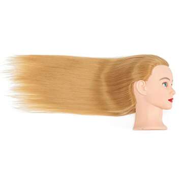 Training Head 26"-28" Mannequin Head Hair Styling Manikin Cosmetology Doll Head Synthetic Fiber Hair Hairdressing Training Model Free Clamp (1711W2720)