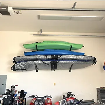 StoreYourBoard 4 Paddleboard Storage Rack, Adjustable Wall Mounted Indoor Garage Organizer, Standup Holds SUPs and Kayaks