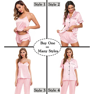 Luxurious SWOMOG Silk Satin Pajama Set 4Pcs Loungewear