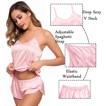 Luxurious SWOMOG Silk Satin Pajama Set 4Pcs Loungewear