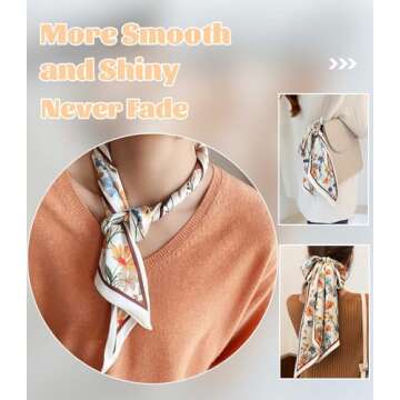 kcctoo 59" Mulberry Silk Like Head Scarf Women's Fashion Square Neck Satin Scarfs for Bag Hair Scarves Gift 59 * 5.9”