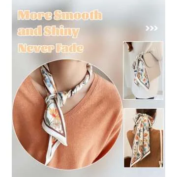 kcctoo 59" Mulberry Silk Like Head Scarf Women's Fashion Square Neck Satin Scarfs for Bag Hair Scarves Gift 59 * 5.9”