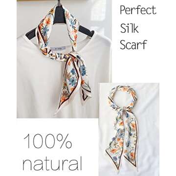 kcctoo 59" Mulberry Silk Like Head Scarf Women's Fashion Square Neck Satin Scarfs for Bag Hair Scarves Gift 59 * 5.9”