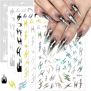 Silver Nail Stickers Y2K: Chrome Nail Art Decals for Creative Manicure Designs