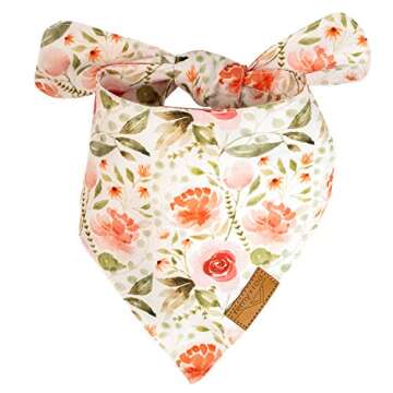 Remy+Roo Large Spring Dog Bandanas - 4 Pack Rubi Set | Premium Durable Adjustable Polyester Fabric | Patented Shape Girl Dog Bandana, Floral Dog Bandana