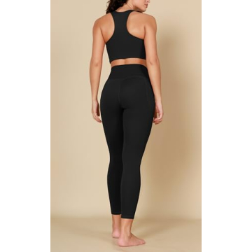 ODODOS ODCLOUD 2-Pack Buttery Soft Lounge Yoga Leggings with Pockets for Women, 25" 7/8 Length High Waist Yoga Pants, Black+Black, Medium