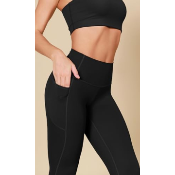 ODODOS ODCLOUD 2-Pack Buttery Soft Lounge Yoga Leggings with Pockets for Women, 25" 7/8 Length High Waist Yoga Pants, Black+Black, Medium