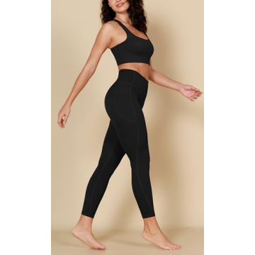 ODODOS ODCLOUD 2-Pack Buttery Soft Lounge Yoga Leggings with Pockets for Women, 25" 7/8 Length High Waist Yoga Pants, Black+Black, Medium