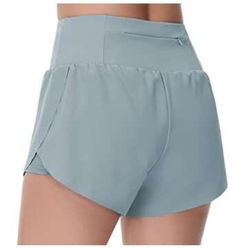 THE GYM PEOPLE Women’s Quick Dry Running Shorts Mesh Liner High Waisted Tennis Workout Shorts Zipp...