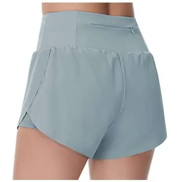 THE GYM PEOPLE Women’s Quick Dry Running Shorts Mesh Liner High Waisted Tennis Workout Shorts Zipp...