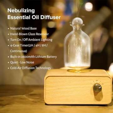 Omsint Nebulizing Essential Oil Diffusers for Aromatherapy - Battery Operated & Cordless Diffuser, W...