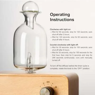 Omsint Nebulizing Essential Oil Diffusers for Aromatherapy - Battery Operated & Cordless Diffuser, Wood & Glass Oil Diffuser, Automatic Shut Off, 4 Timer Setting with Ambient Lighting for Home Office
