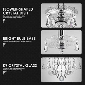Ridgeyard 10 Lights Crystal Chandelier Luxurious K9 Crystal Ceiling Candle Pendant Lamp for Dining Living Room Bedroom Hallway Entry, Transparent