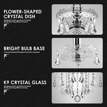 Ridgeyard 10 Lights Crystal Chandelier Luxurious K9 Crystal Ceiling Candle Pendant Lamp for Dining Living Room Bedroom Hallway Entry, Transparent