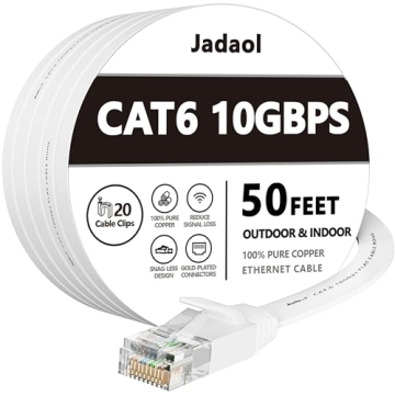 Jadaol Cat 6 Ethernet Cable 50 ft, Outdoor&Indoor 10Gbps Support Cat8 Cat7 Network, Flat Fast Speed ...