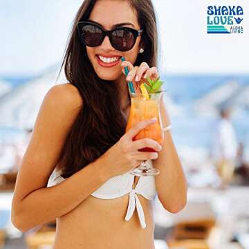 Reusable Glass Drinking Straw Set - Colorful & Durable