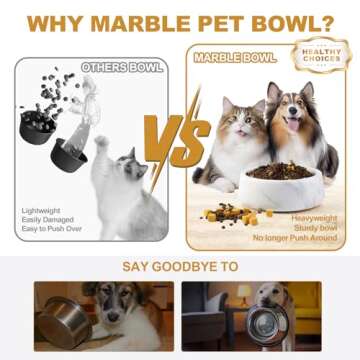 Elegant White Marble Dog Bowl for Medium Pets