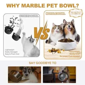 Elegant White Marble Dog Bowl for Medium Pets