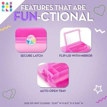 Caboodles On-The-Go Girl Makeup Box, Two-Tone Lavender on Blue, Hard Plastic Makeup Organizer Box, Built-In Mirror, Secure Latch for Safe Travel, Spacious Storage for Large Items