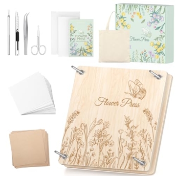 Wakhow Flower Press Kit, 11.02" x 11.02" Large Wooden Flower Press, Flower Pressing Kit for Adults &...