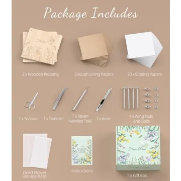 Wakhow Flower Press Kit, 11.02" x 11.02" Large Wooden Flower Press, Flower Pressing Kit for Adults & Kids, DIY Flower Drying Art Kit, Flower Preservation Craft, Ideal Gift for Flower & Plant Lovers